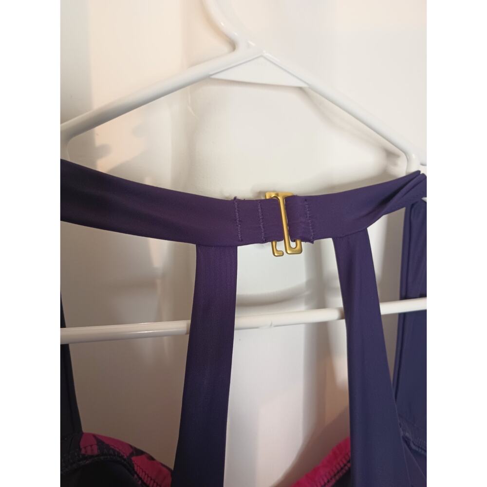 Lands End One Piece Swimsuit 16 DD Floral Skirted Wireless Bra Boned Nylon - Picture 5 of 13